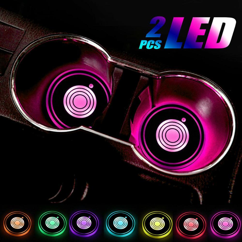 USB Charging LED Car Cup Holder Lights | Waterproof Smart Sensor Coasters