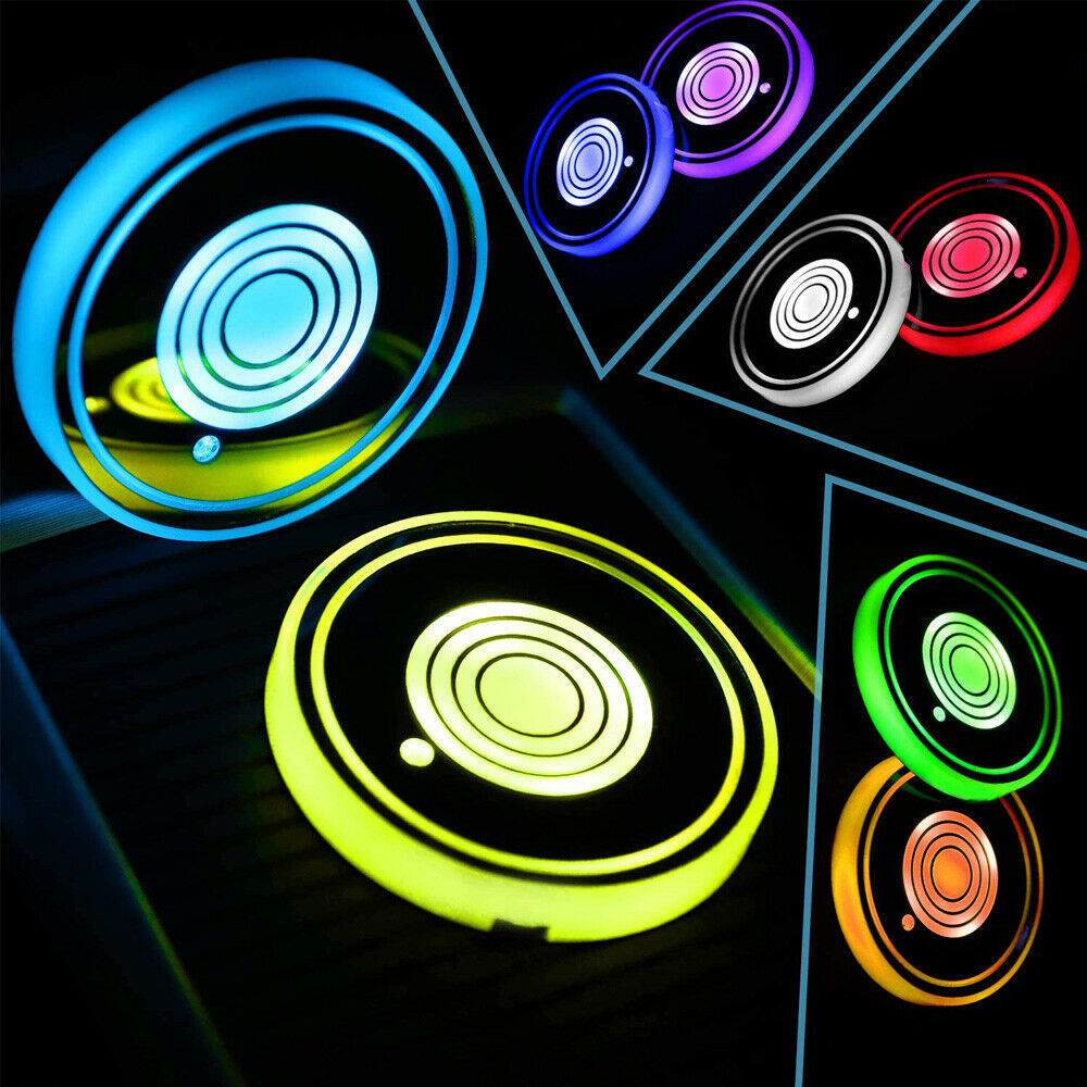 USB Charging LED Car Cup Holder Lights | Waterproof Smart Sensor Coasters