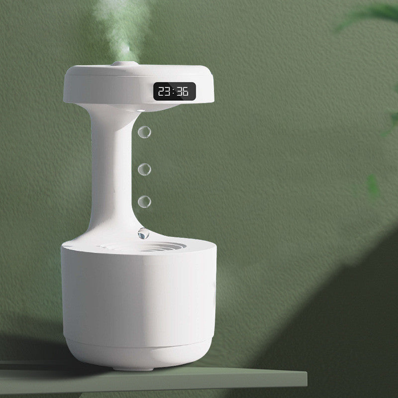 Water Drop Anti-Gravity Humidifier with Clock & LED Display | USB Ultrasonic Aroma Diffuser