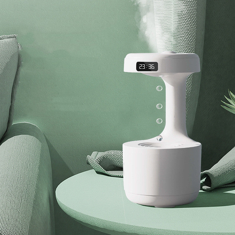 Water Drop Anti-Gravity Humidifier with Clock & LED Display | USB Ultrasonic Aroma Diffuser