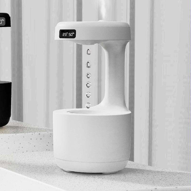 Water Drop Anti-Gravity Humidifier with Clock & LED Display | USB Ultrasonic Aroma Diffuser