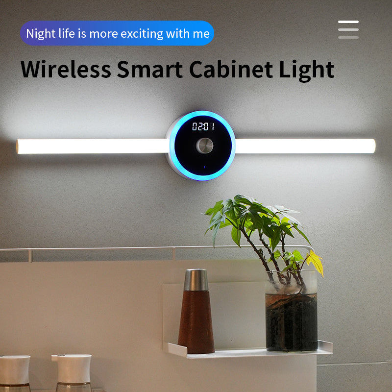 Smart Sensor Cabinet Light with Clock & Timer | Rechargeable LED Lamp