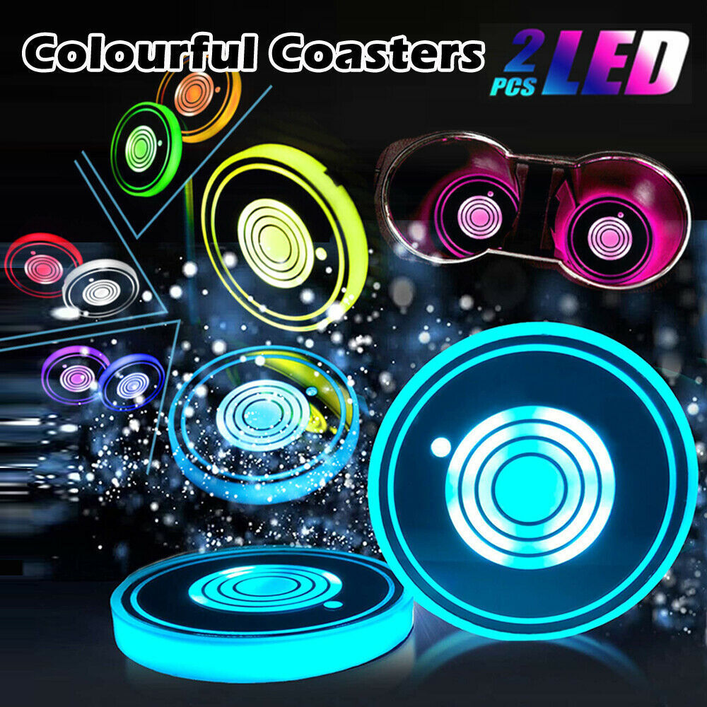 USB Charging LED Car Cup Holder Lights | Waterproof Smart Sensor Coasters