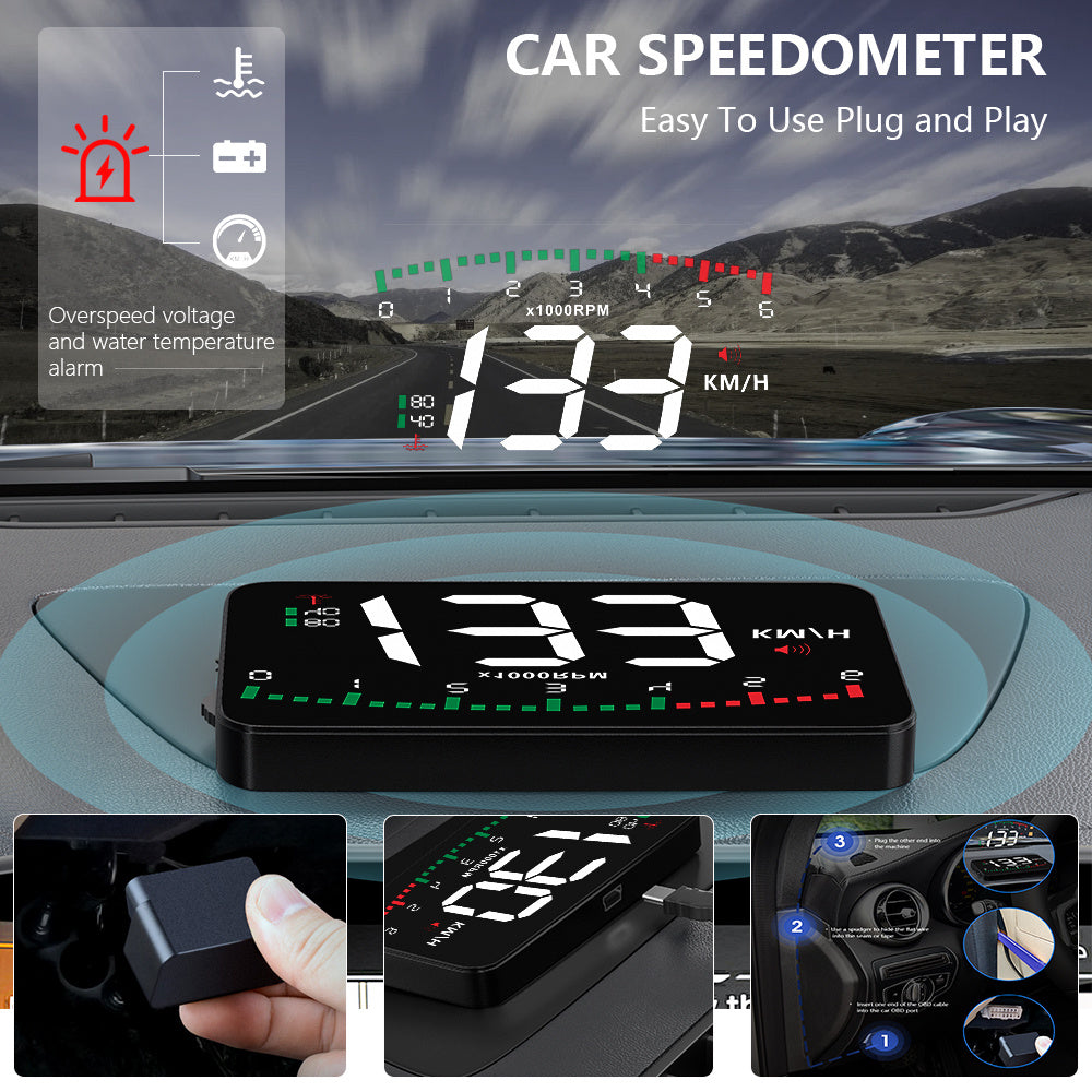 HD Car Head-Up Display | 3.5" LED Speed Projector with OBD Connection