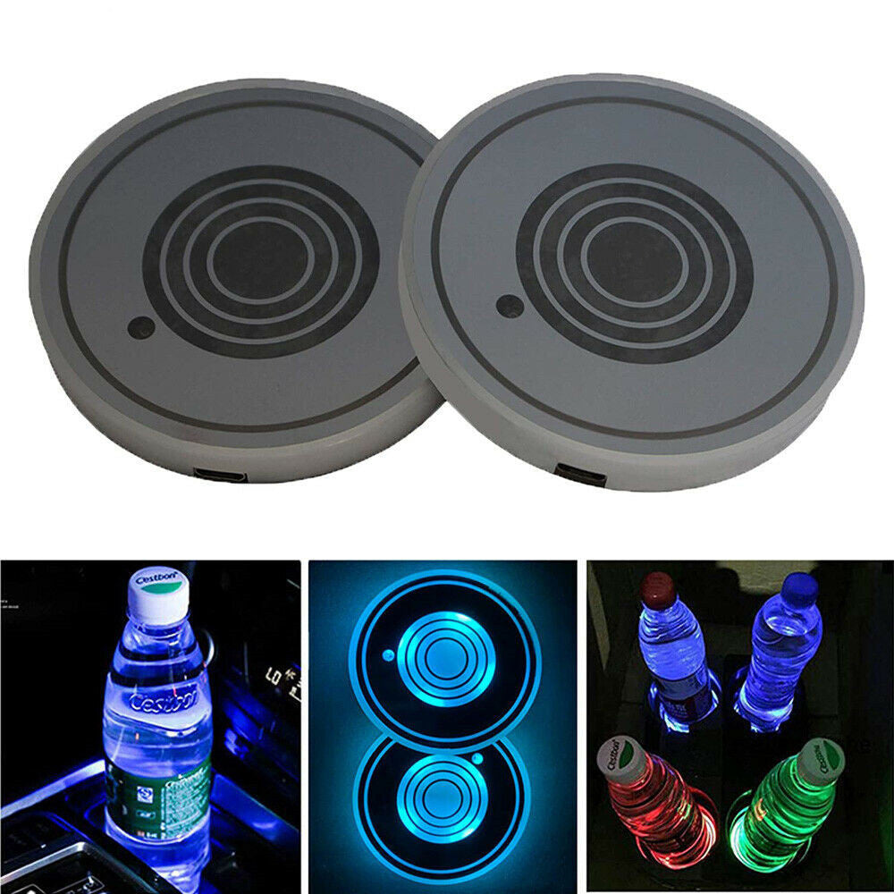 USB Charging LED Car Cup Holder Lights | Waterproof Smart Sensor Coasters