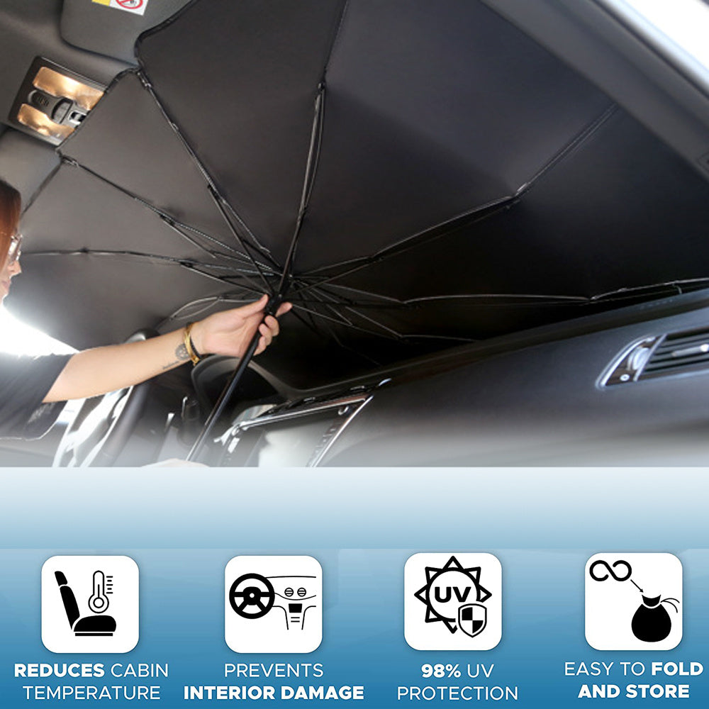 Foldable Car Windshield Sun Shade Umbrella | UV & Heat Protection